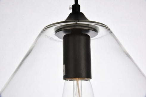 Elegant Lighting 1 Light Placido Collection Pendant D9.4 H10.8 Lt:1 in Black and Clear Finish Model: LDPD2115