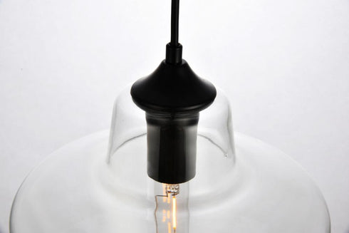 Elegant Lighting 1 Light Placido Collection Pendant D9.8 H9.3 Lt:1 in Black and Clear Finish Model: LDPD2118
