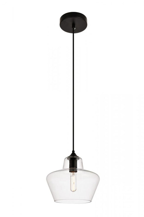 Elegant Lighting 1 Light Placido Collection Pendant D9.8 H9.3 Lt:1 in Black and Clear Finish Model: LDPD2118