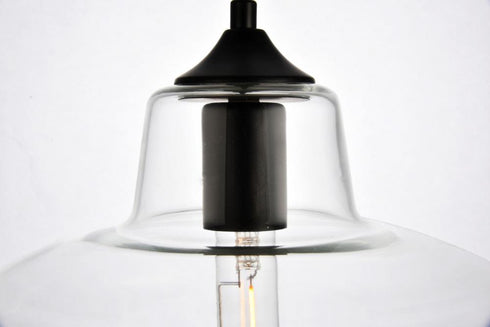 Elegant Lighting 1 Light Placido Collection Pendant D9.8 H9.3 Lt:1 in Black and Clear Finish Model: LDPD2118