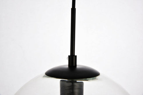 Elegant Lighting 1 Light Placido Collection Pendant D9.8 H9.8 Lt:1 in Black and Clear Finish Model: LDPD2113