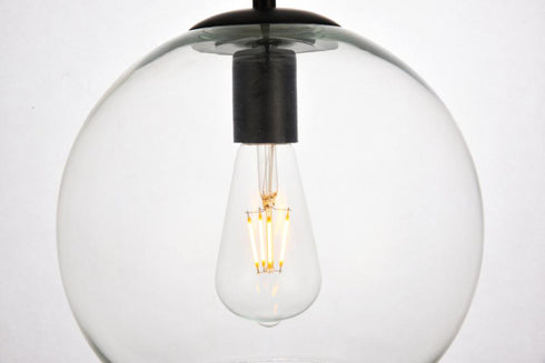 Elegant Lighting 1 Light Placido Collection Pendant D9.8 H9.8 Lt:1 in Black and Clear Finish Model: LDPD2113