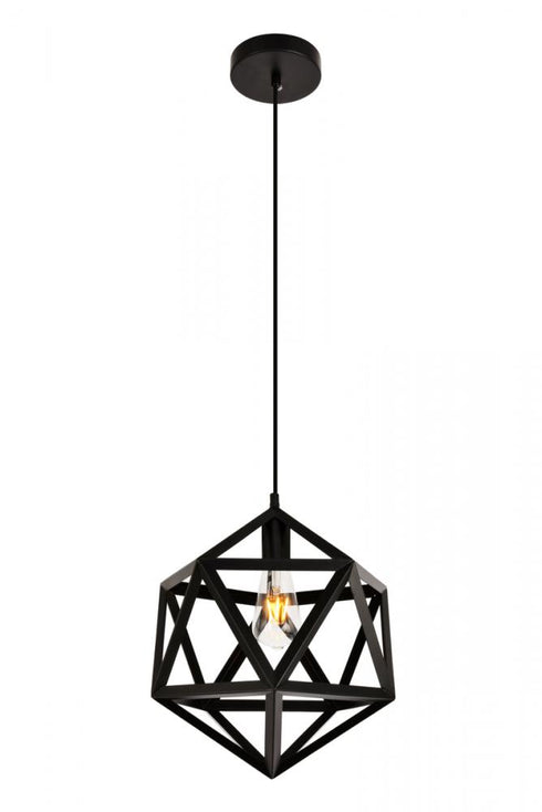 Elegant Lighting 1 Light Redmond Collection Pendant D13.0 Inch H14.6 Lt:1 in Black Finish Model: LDPD2110