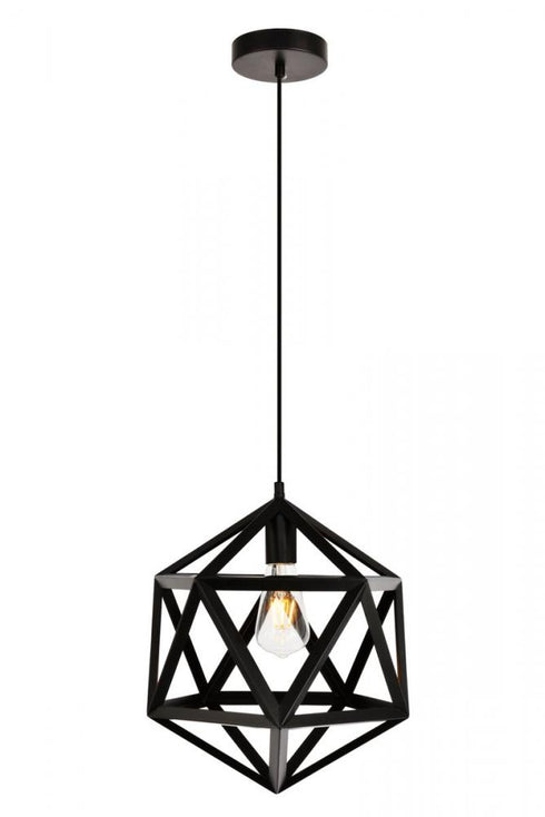 Elegant Lighting 1 Light Redmond Collection Pendant D13.0 Inch H14.6 Lt:1 in Black Finish Model: LDPD2110