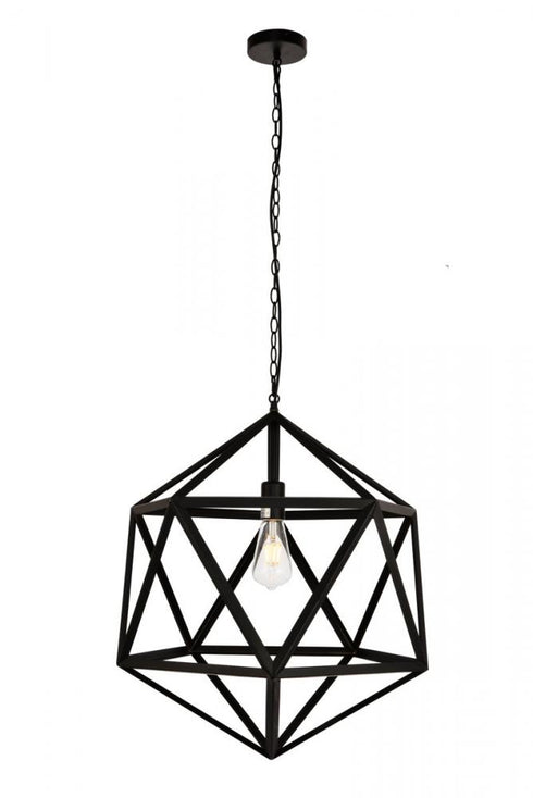 Elegant Lighting 1 Light Redmond Collection Pendant D19.7 H22.6 Lt:1 in Black Finish Model: LDPD2111
