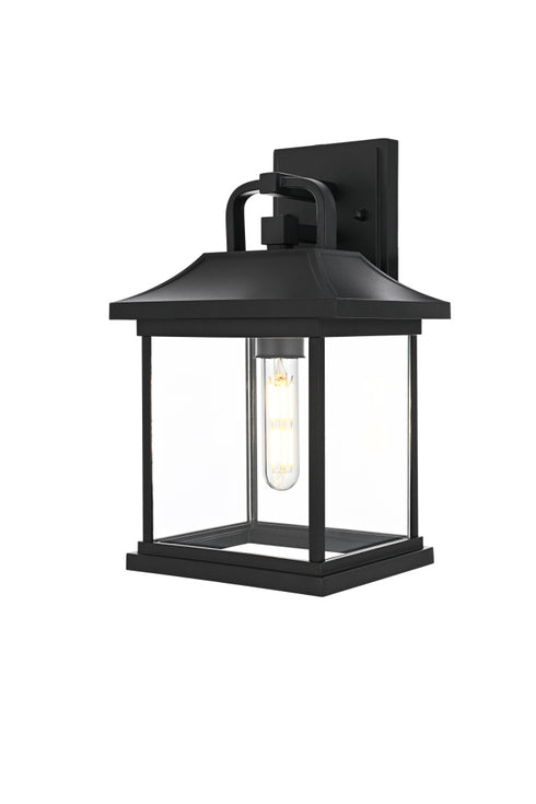 Elegant Lighting 1 Light Saul 13 inch Outdoor Wall sconce in Black in Black and Clear Finish Model: OD612W13BK