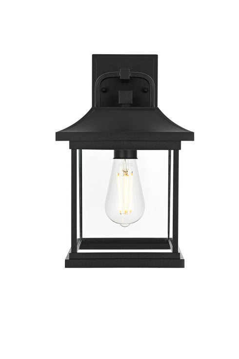 Elegant Lighting 1 Light Saul 13 inch Outdoor Wall sconce in Black in Black and Clear Finish Model: OD612W13BK