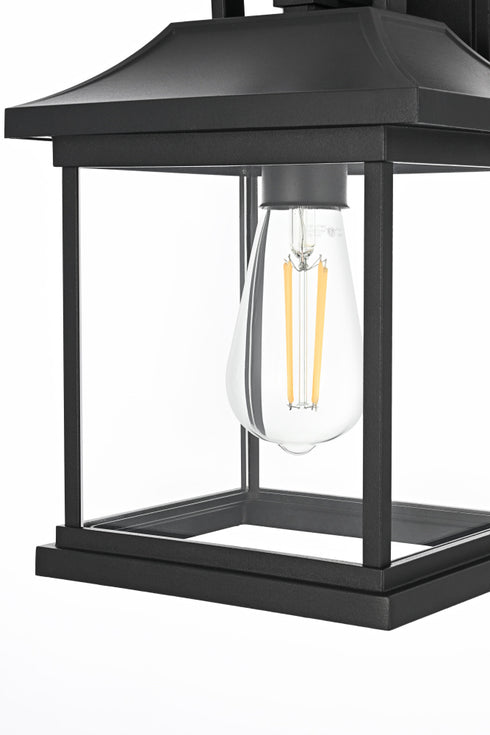 Elegant Lighting 1 Light Saul 13 inch Outdoor Wall sconce in Black in Black and Clear Finish Model: OD612W13BK