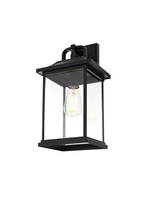 Elegant Lighting 1 Light Saul 16 inch Outdoor Wall sconce in Black in Black and Clear Finish Model: OD612W16BK