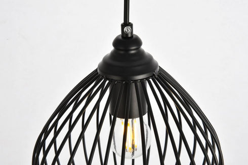 Elegant Lighting 1 Light Sayer Collection Pendant D7.9 H8.9 Lt:1 in Black Finish Model: LDPD2093