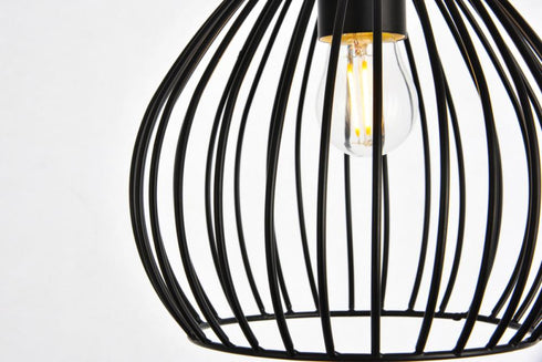 Elegant Lighting 1 Light Sayer Collection Pendant D7.9 H8.9 Lt:1 in Black Finish Model: LDPD2093