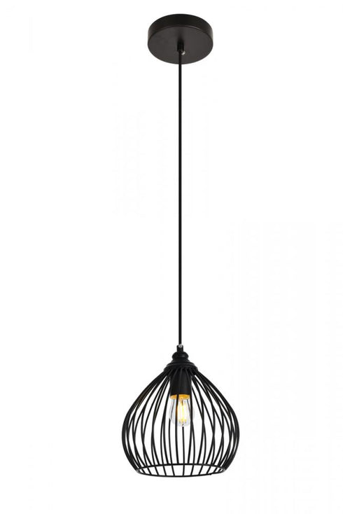 Elegant Lighting 1 Light Sayer Collection Pendant D7.9 H8.9 Lt:1 in Black Finish Model: LDPD2093