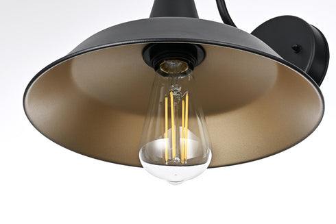 Elegant Lighting 1 Light Tinsley 13 inch Outdoor Wall sconce in Black in Black and Clear Finish Model: OD610W13BK