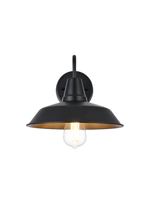 Elegant Lighting 1 Light Tinsley 13 inch Outdoor Wall sconce in Black in Black and Clear Finish Model: OD610W13BK