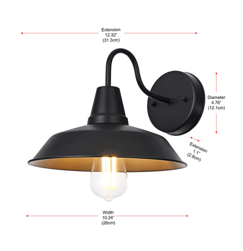 Elegant Lighting 1 Light Tinsley 13 inch Outdoor Wall sconce in Black in Black and Clear Finish Model: OD610W13BK