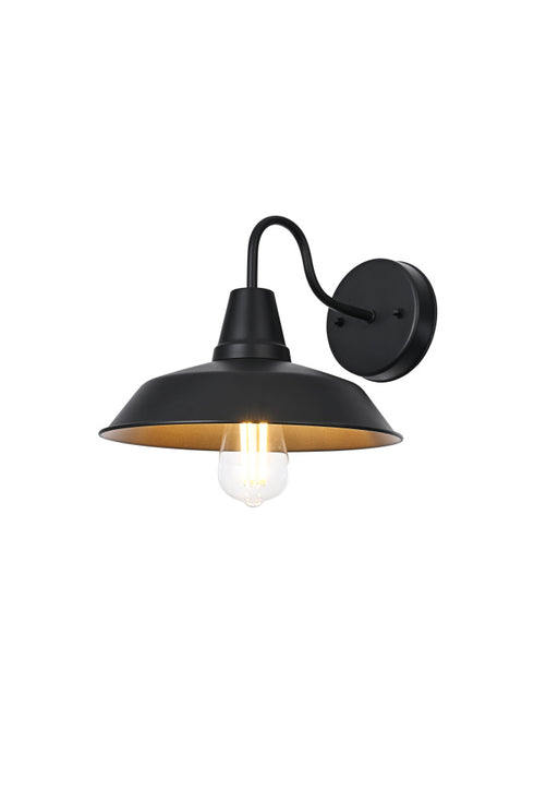 Elegant Lighting 1 Light Tinsley 13 inch Outdoor Wall sconce in Black in Black and Clear Finish Model: OD610W13BK