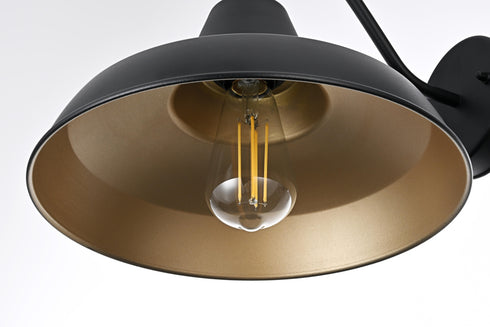 Elegant Lighting 1 Light Tinsley 15 inch Outdoor Wall sconce in Black in Black and Clear Finish Model: OD610W15BK