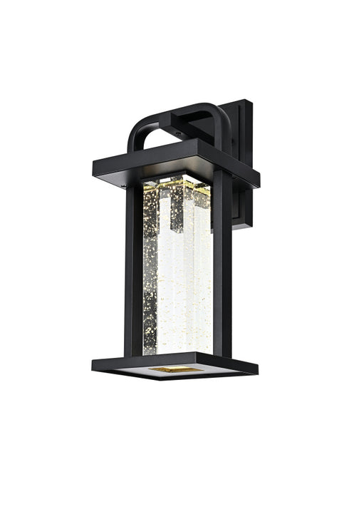 Elegant Lighting 1 Light Uriah 16 inch LED Outdoor Wall sconce in Black in Black and Clear Finish Model: OD602W15BK