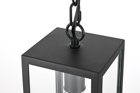 Elegant Lighting 1 Light Veda 13 inch Outdoor Pendant in Black in Black and Clear Finish Model: OD608H13BK