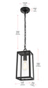 Elegant Lighting 1 Light Veda 13 inch Outdoor Pendant in Black in Black and Clear Finish Model: OD608H13BK
