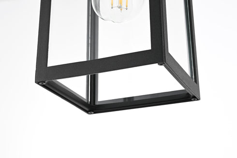 Elegant Lighting 1 Light Veda 13 inch Outdoor Pendant in Black in Black and Clear Finish Model: OD608H13BK