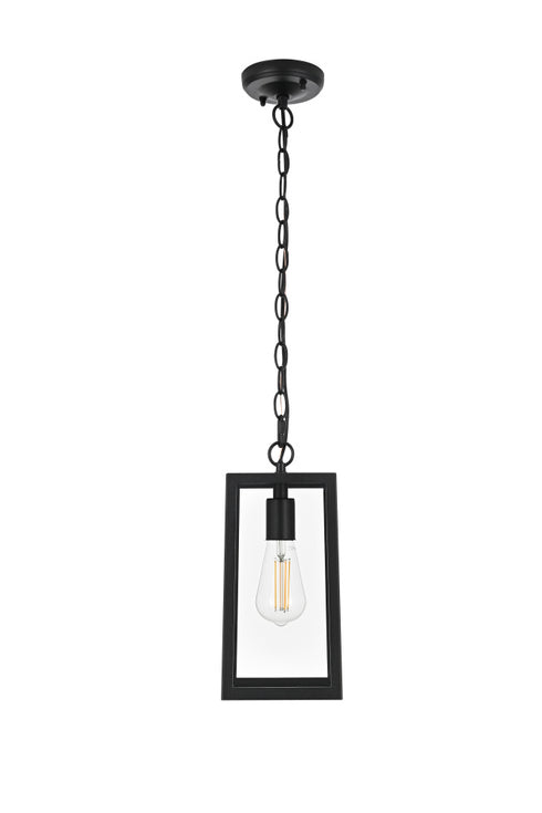 Elegant Lighting 1 Light Veda 13 inch Outdoor Pendant in Black in Black and Clear Finish Model: OD608H13BK