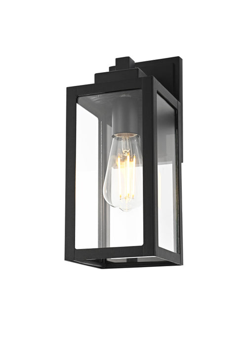 Elegant Lighting 1 Light Veda 13 inch Outdoor Wall sconce in Black in Black and Clear Finish Model: OD608W13BK