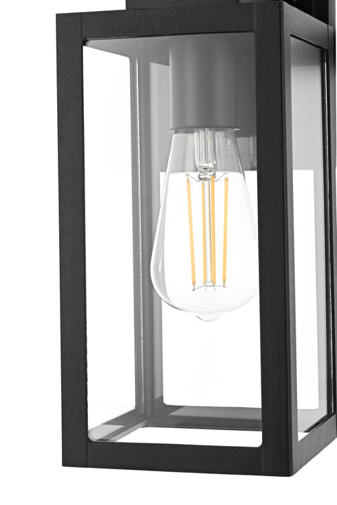 Elegant Lighting 1 Light Veda 13 inch Outdoor Wall sconce in Black in Black and Clear Finish Model: OD608W13BK