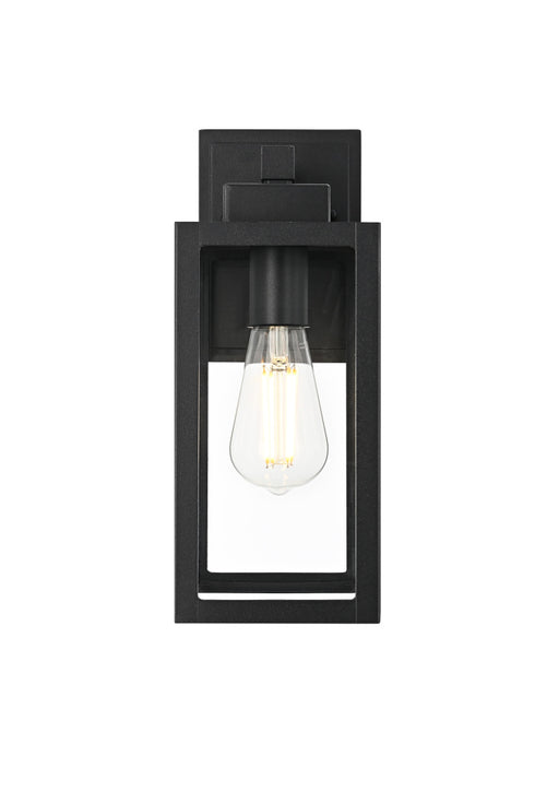 Elegant Lighting 1 Light Veda 13 inch Outdoor Wall sconce in Black in Black and Clear Finish Model: OD608W13BK