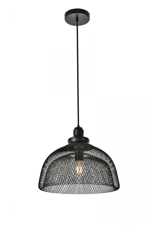 Elegant Lighting 1 Light Warren Collection Pendant D13.5 Inch H11 Inch Lt:1 in Black Finish Model: LDPD2032