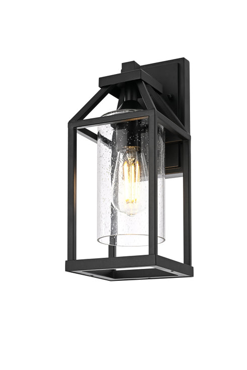 Elegant Lighting 1 Light Zora 14 inch Outdoor Wall sconce in Black in Black and Clear Finish Model: OD606W14BK