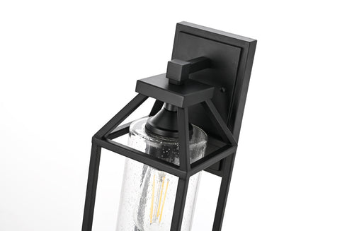 Elegant Lighting 1 Light Zora 14 inch Outdoor Wall sconce in Black in Black and Clear Finish Model: OD606W14BK