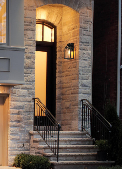 Elegant Lighting 1 Light Zora 14 inch Outdoor Wall sconce in Black in Black and Clear Finish Model: OD606W14BK