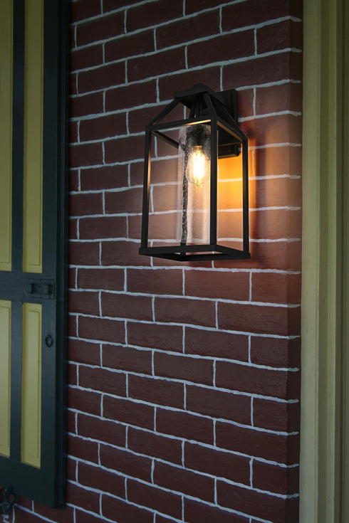Elegant Lighting 1 Light Zora 19 inch Outdoor Wall sconce in Black in Black and Clear Finish Model: OD606W19BK