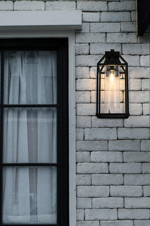 Elegant Lighting 1 Light Zora 24 inch Outdoor Wall sconce in Black in Black and Clear Finish Model: OD606W24BK