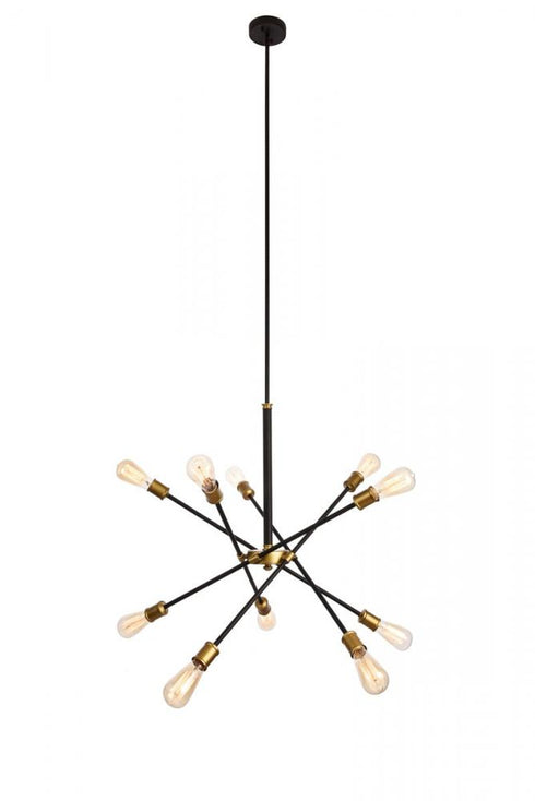 Elegant Lighting 10 Light Axel Collection Chandelier D27.2 H32.5 Lt:10 in Black and Brass Finish Model: LD8003D28BK