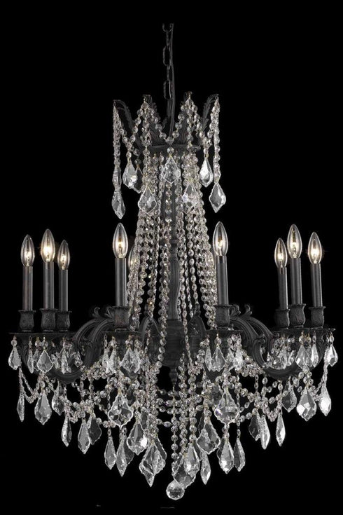 Elegant Lighting 10 Light Rosalia Hang D28 Inch H31 Inch L10 DB G RC in Dark Bronze Finish Model: 9210D28DB-GT/RC