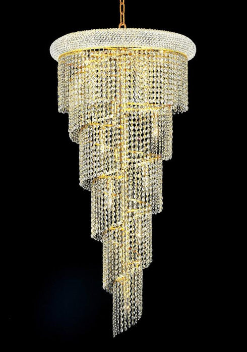 Elegant Lighting 18 Light Spiral Hang No Neck D22 Inch H48 Inch L18 CH RC in Chrome Finish Model: V1801SR22C/RC