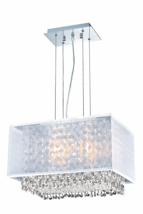 Elegant Lighting 2 Light 1691 Moda Collection Hanging Fixture With Silver Fabric Shade L17 Inch W12.5 Inch H11 Inch Lt:2 in Chrome Finish ( Model: 1691D17C-CL03/RC