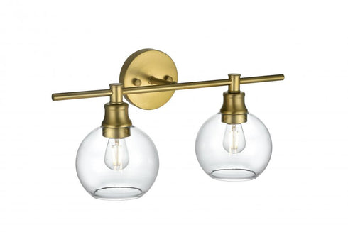 Elegant Lighting 2 Light Collier 2 Light in Satin Gold and Clear Glass Wall Sconce Model: LD2314SG