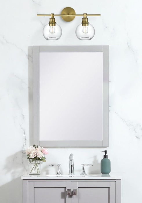 Elegant Lighting 2 Light Collier 2 Light in Satin Gold and Clear Glass Wall Sconce Model: LD2314SG