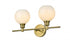 Elegant Lighting 2 Light Collier 2 Light in Satin Gold and Frosted White Glass Wall Sconce Model: LD2315SG
