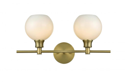Elegant Lighting 2 Light Collier 2 Light in Satin Gold and Frosted White Glass Wall Sconce Model: LD2315SG