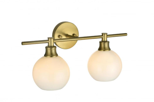 Elegant Lighting 2 Light Collier 2 Light in Satin Gold and Frosted White Glass Wall Sconce Model: LD2315SG
