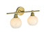 Elegant Lighting 2 Light Collier 2 Light in Satin Gold and Frosted White Glass Wall Sconce Model: LD2315SG