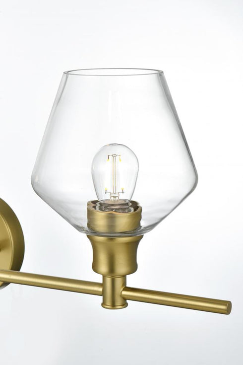 Elegant Lighting 2 Light Gene 2 Light in Satin Gold and Clear Glass Wall Sconce Model: LD2312SG
