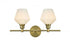 Elegant Lighting 2 Light Gene 2 Light in Satin Gold and Frosted White Glass Wall Sconce Model: LD2313SG