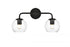 Elegant Lighting 2 Light Genesis 2 Light in Black and Clear Bath Sconce Model: LD7321W19BLK