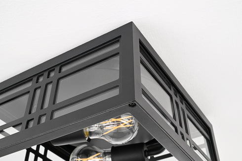 Elegant Lighting 2 Light Harley 11 inch Outdoor Flush Mount in Black in Black and Clear Finish Model: OD613F5BK