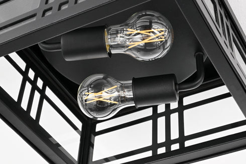 Elegant Lighting 2 Light Harley 11 inch Outdoor Flush Mount in Black in Black and Clear Finish Model: OD613F5BK